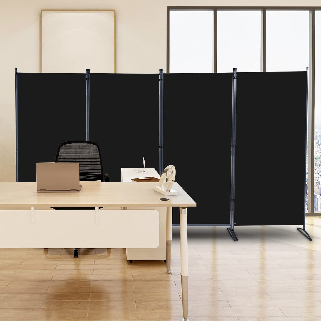 4 Panel Folding Room Divider, 136" W x 71.3" H Portable Privacy Screen, Black