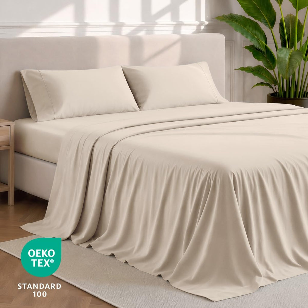 Split Cal King Sheet Set - 1800 Ultra-Soft (Split Cal King, Sand)