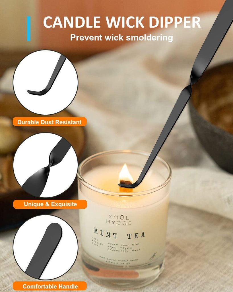 4 in1 Candle Accessory Set - Wick Trimmer, Candle Snuffer, Wick Dipper, Candle Lighters-Stainless Steel Care Kit