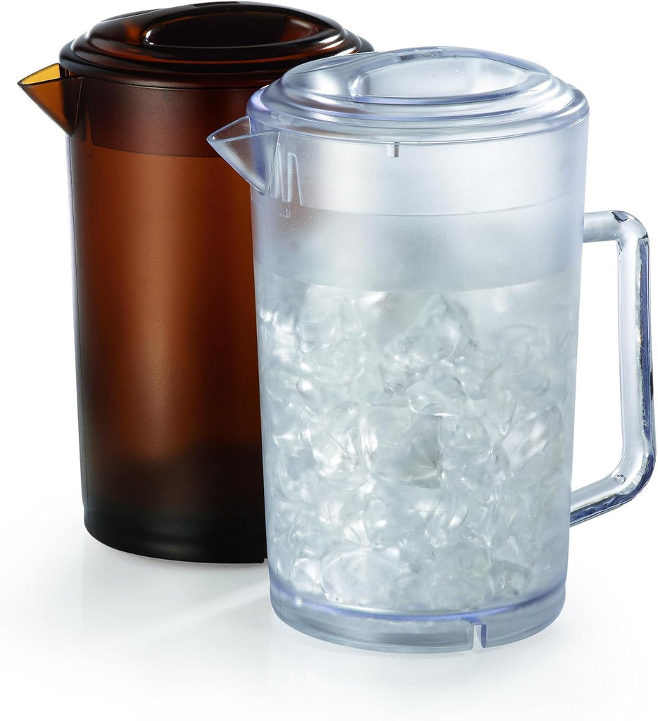 G.E.T. P-3064-1-CL-EC BPA-Free Textured Scratch-Resistant Plastic Pitcher with Lid, 2 Quart (64 Ounce), Clear