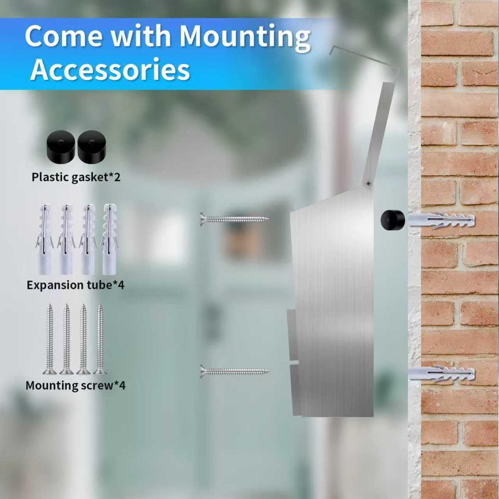 Wall-Mount Mailbox, Brushed Stainless Steel Panel, Rust Resistant Large Capacity House Mailbox