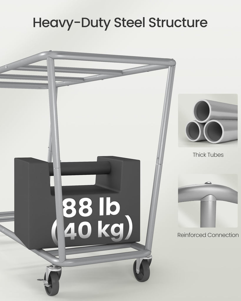 3-Section Laundry Basket with Wheels, 76.6 Gallons (290 L) Hamper
