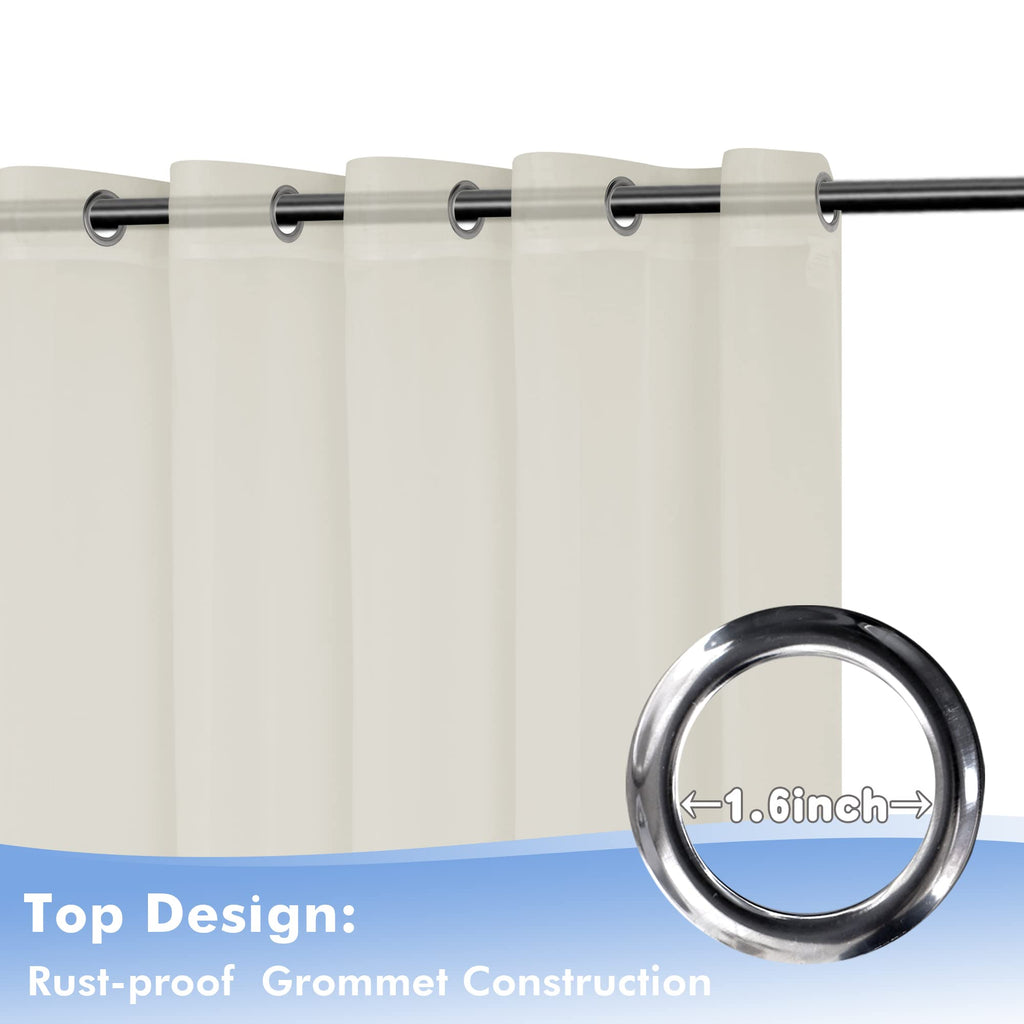Beige Outdoor Sheer Curtains Waterproof 4 Pcs 54x95 Inch
