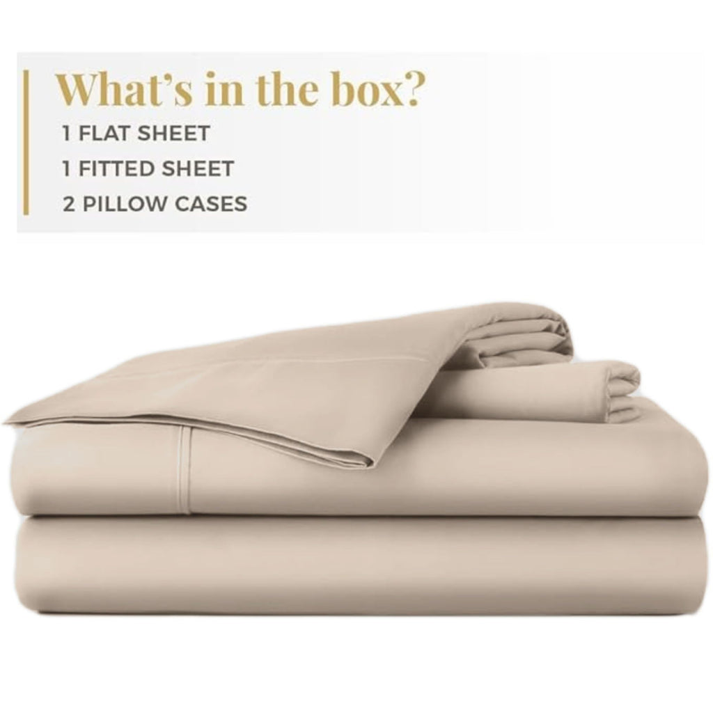 Egyptian Cotton Sheet Set | Queen Size Sateen Sheets - 4 Piece Long Staple Cotton Bedding Set with Elasticized 15.5"