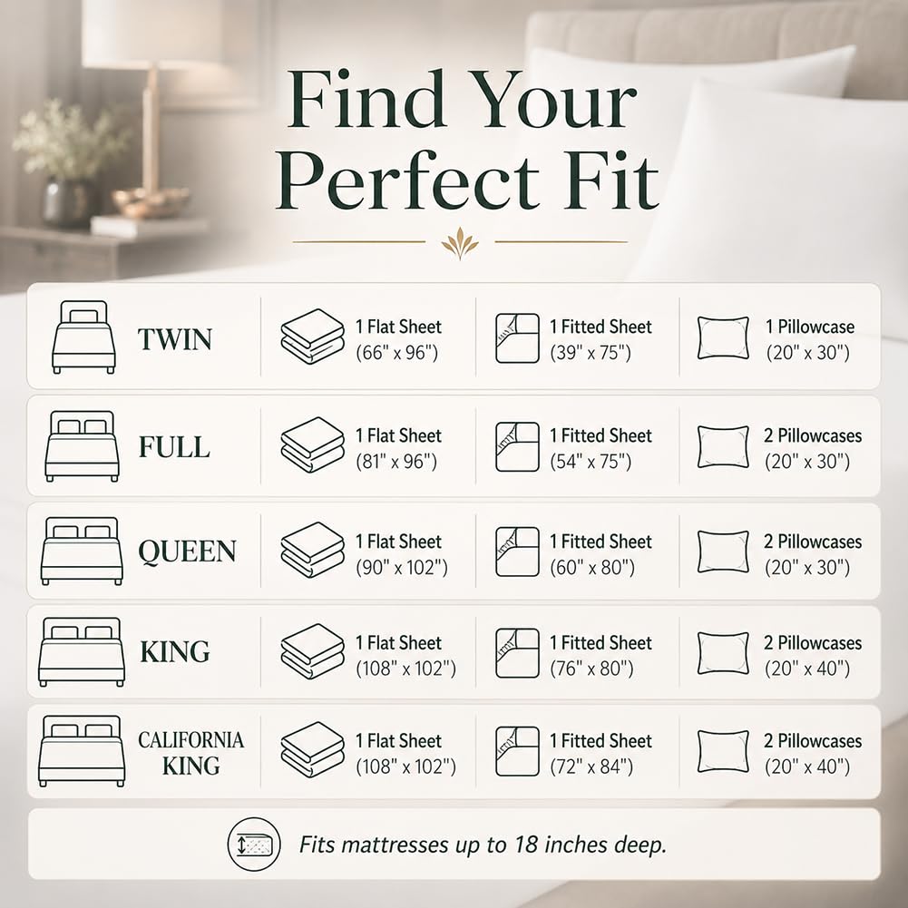 Egyptian Cotton Sheets 18 Inch Deep Pocket Soft Percale