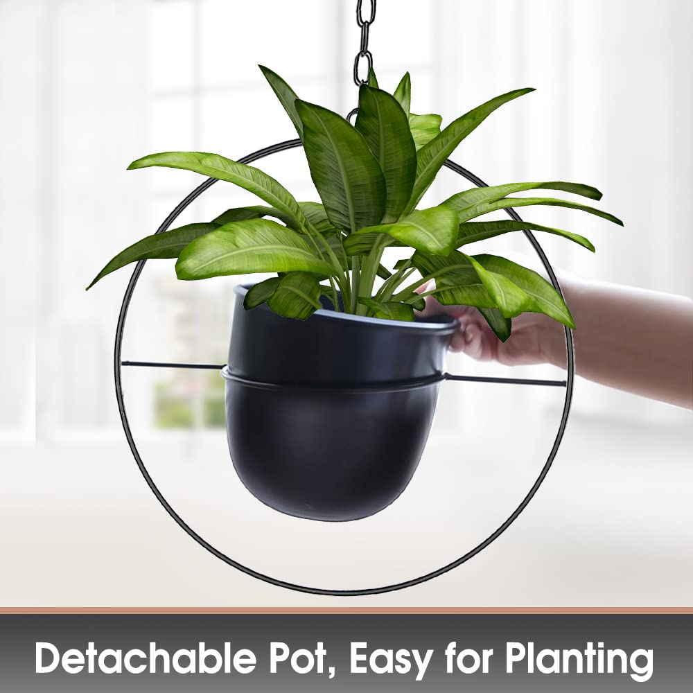 2 Pack Hanging Planter with 5.5" Pot, Metal Hanging Plant Holder