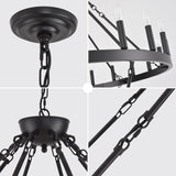70 Inch Wagon Wheel Chandelier - 4-Tier 84-Light Black Farmhouse, Adjustable 100-160 Inch Height for High Ceilings