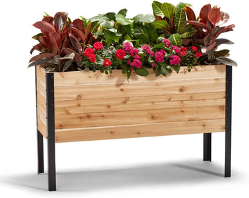 100% Canadian Cedar Wood Elevated Garden Bed for Gardening - Planter Pot to Grow Herbs Flowers, and Vegetables at