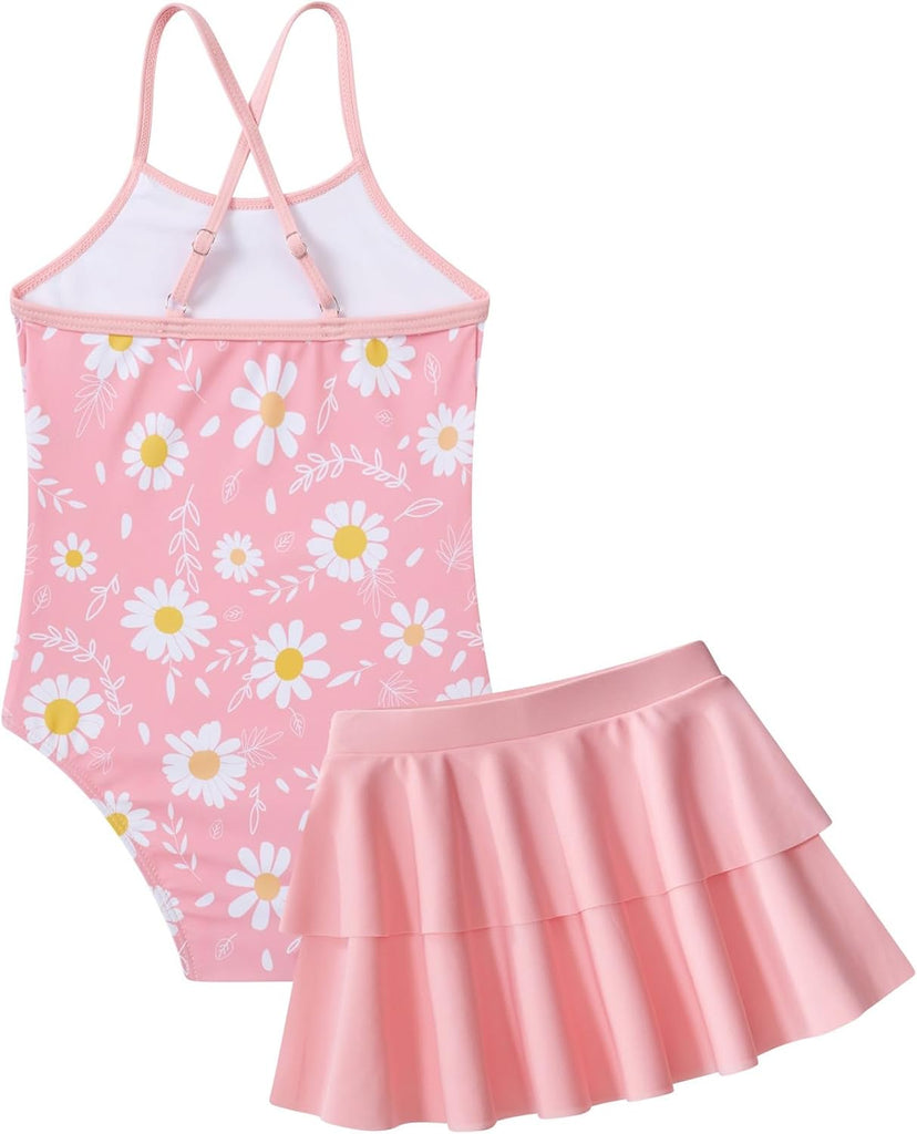 Little Girls Swimsuit Cute Kids Quick Dry Swimwear with Skirt