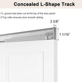 36"x84" Concealed Sliding Barn Door with Soft Close Hardware Kits, White Primed Solid Core Hidden Do