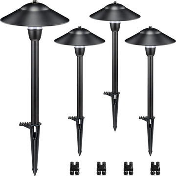 3W Low Voltage Pathway Lights, 4-Pack 7.9" 3000K Classic Aluminum