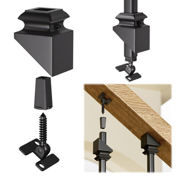 30-Pack Baluster Connectors with Angled Shoes Adjustable Height and Angle Connectors for 1/2'' Square Balusters for