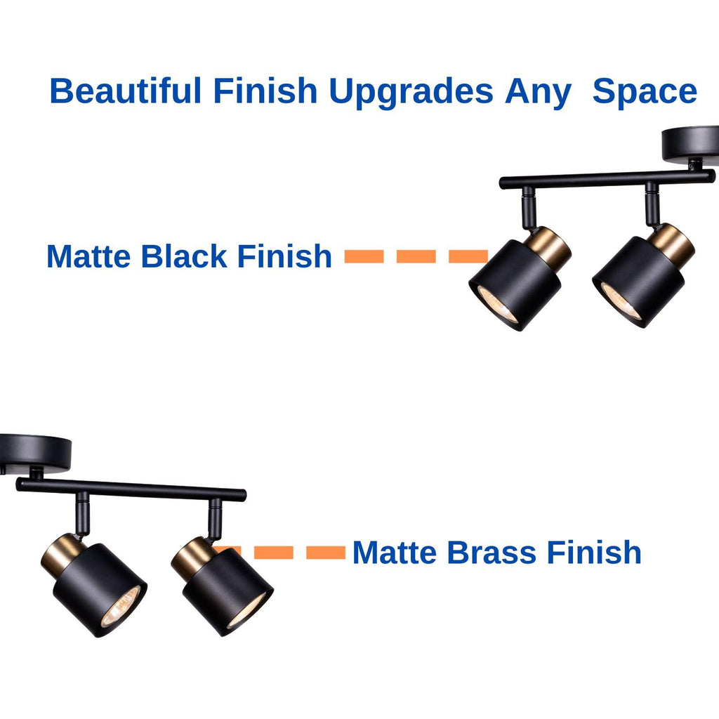 4 Light Track Lighting Kit, Matt Black Brass Finish Adjustable with Moden Flush Mount Ceiling Spotlight Improvement