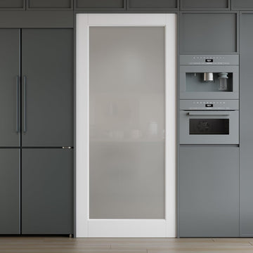 30 x 80 Interior Door Slab, Glass Door, Closet Door with Frosted Glass, Pantry Doors Solid Core 1 Panel Prebuilt Panel