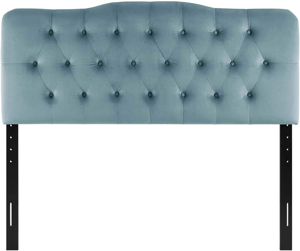 Annabel Diamond Tufted Performance Velvet King Headboard in Light Blue