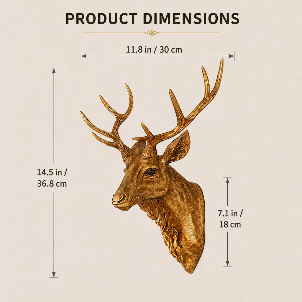 Deer Head Wall Mount Decor 14.5 inches Faux Deer Head Sculpture for Bar Background Wall Mount Home Living Room Wall