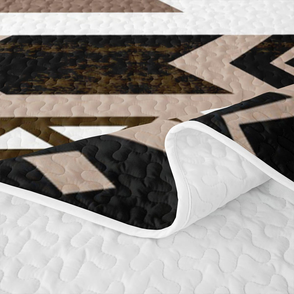 Boho Western Quilt Bedding Set Vintage Geometric Triangle Diamond Quilt Bedding Southwestern Native Aztec