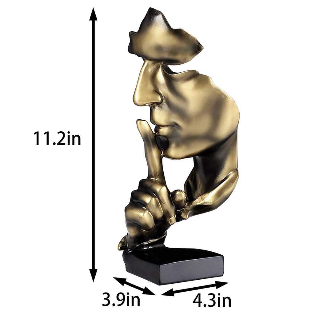 Thinker Statue, Silence is Gold Abstract Art Figurine(Gold)