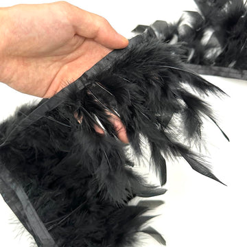 Black 4-6inch 2yard Turkey Feather Fringe Trim for Dress Sewing Crafts Costumes Accessories Party Supplies Festival
