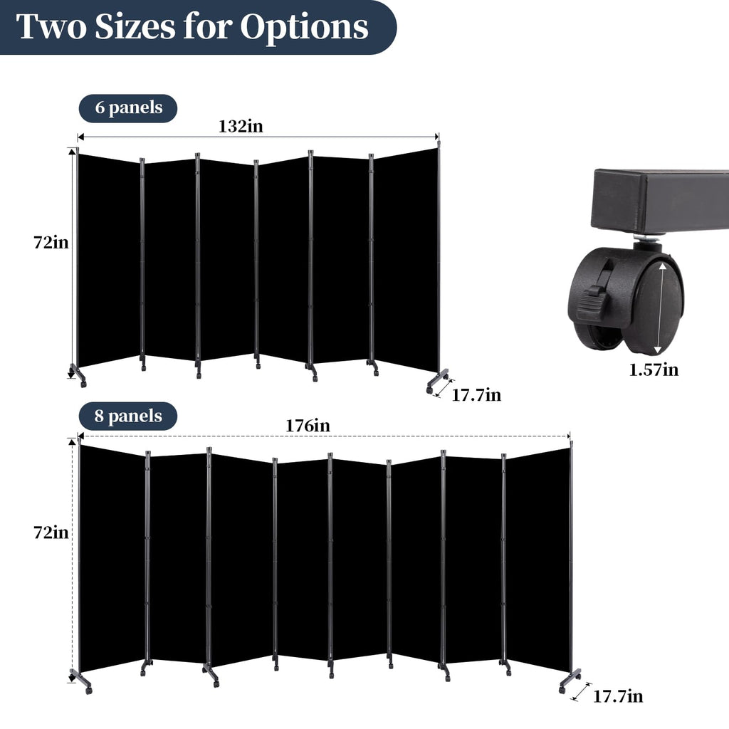 Room Divider 6 Panel-176''Wide Folding Privacy Screen, Large Partition Wall