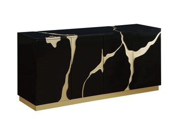Taylor 66" High Gloss Lacquer Sideboard - Black