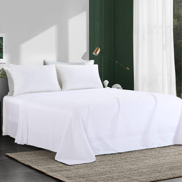 White Oversized King Flat Sheets Extra Large, Soft & Durable Bed Sheet, Smooth & Breathable Top Sheet 120 in x120 in