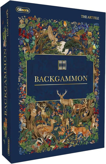The Art File Backgammon Set - Wooden Pieces Board Game with Woodland Design - 2 Players, Ages 6+ - Classic Strategy