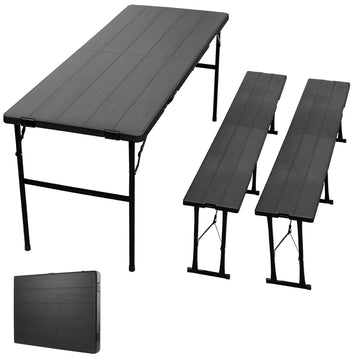 Camping table folding table and chairs foldable picnic table Portable Black