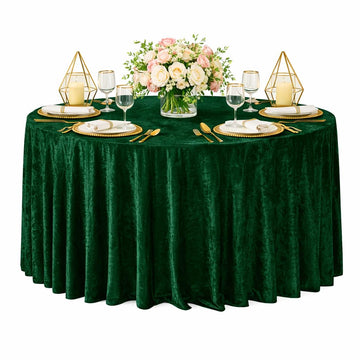 Lush Panne Velvet Round Tablecloth - 120 Inch Elegant Velvet Table Cover for Weddings, Banquets, Holiday Dinners &