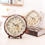 Justup Vintage Table Clock, Retro Non-Ticking European Style Beside Desk Clock Battery Operated Silent Quartz Movement