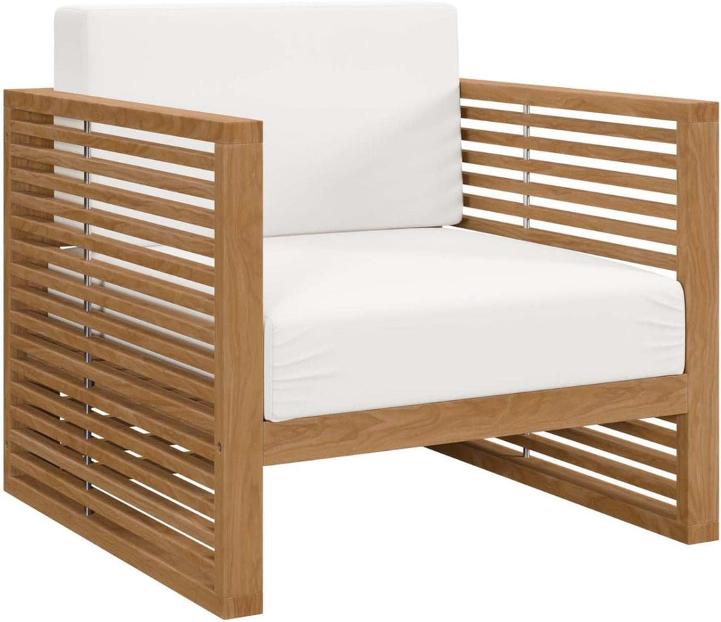 Carlsbad 6-Piece Teak Wood Outdoor Patio Set in Natural/White