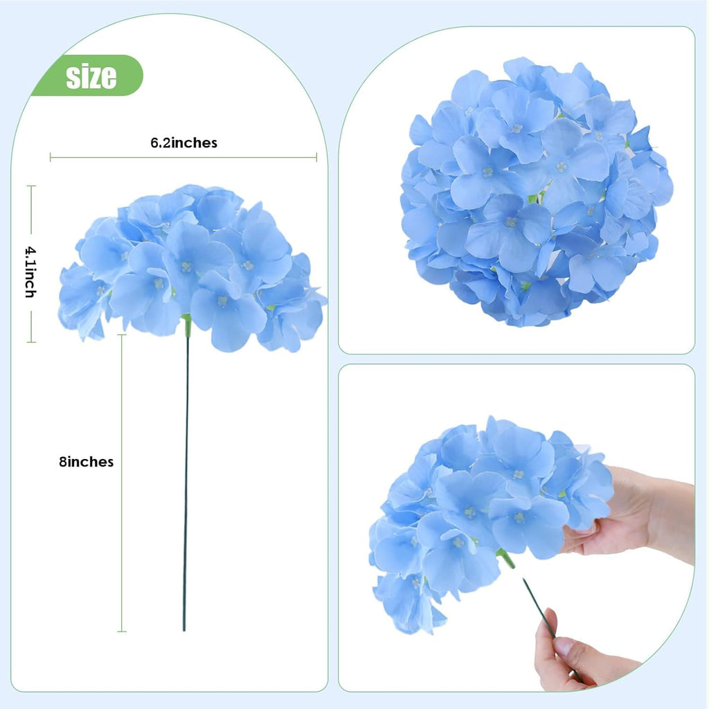 105pcs Blue Fake Artificial Bulk (Not Squished, No Steaming Need) Silk with Stems for Wedding Decor, Home, Baby