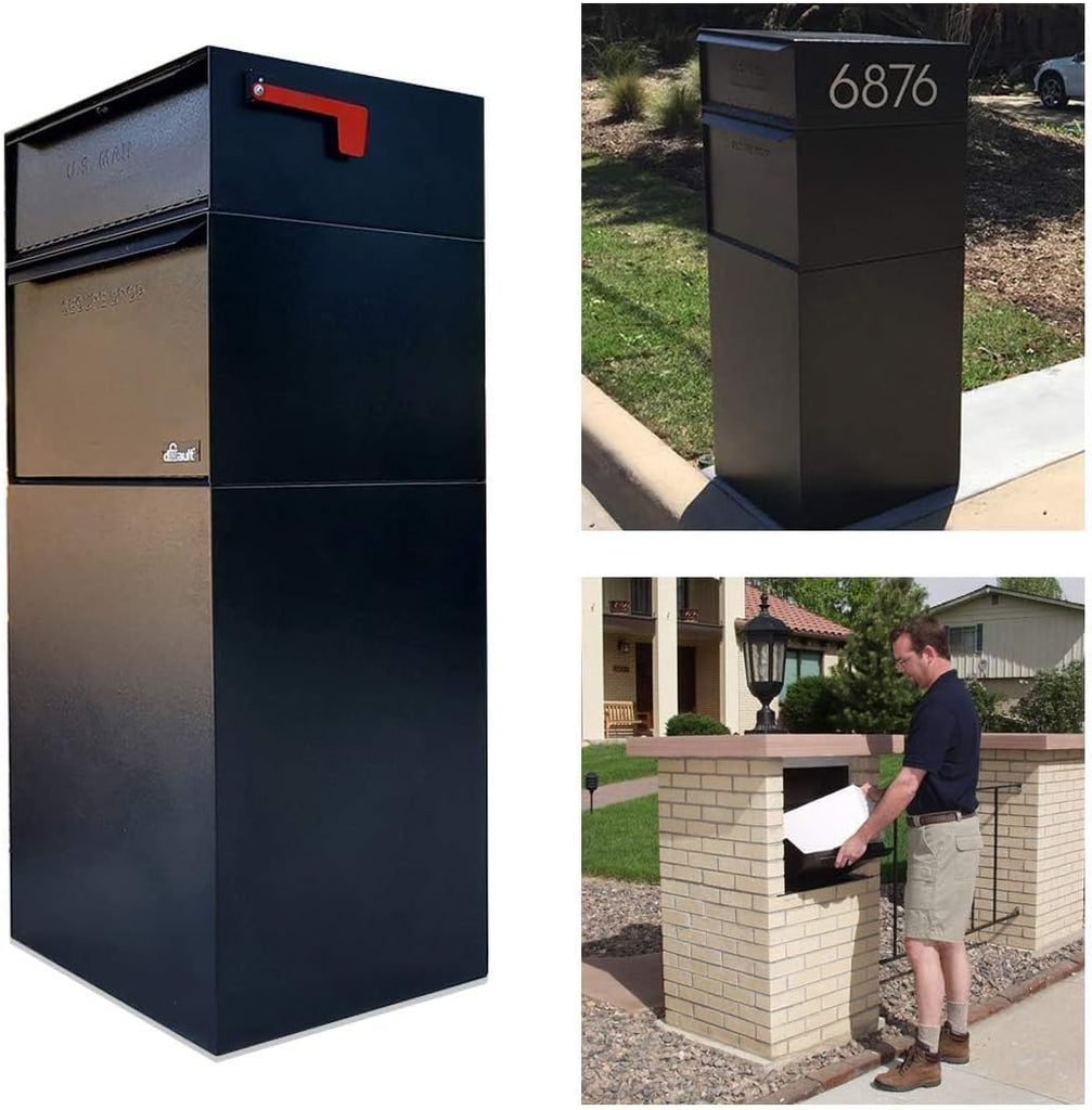 Full Service Vault DVCS0015 Secure Curbside Mailbox/Package Drop with Locking Letterbox (Black)