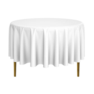 90" Round Premium Tablecloth for Wedding/Banquet/Restaurant - Polyester Fabric Table Cloth - White