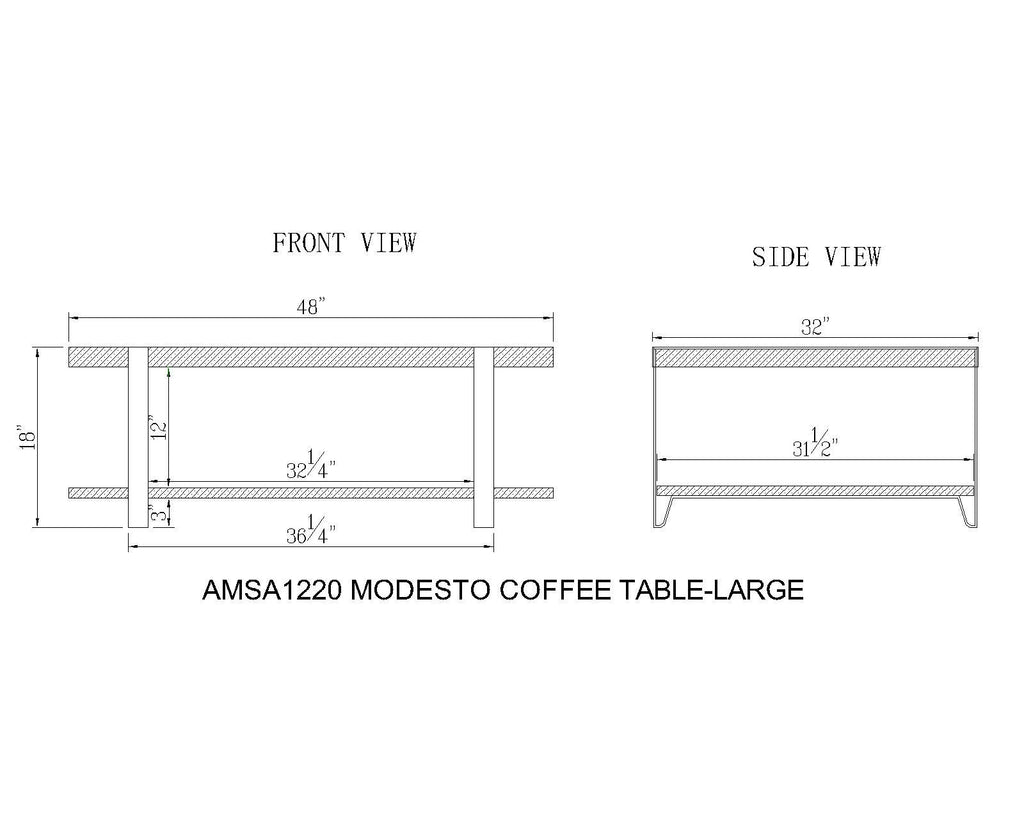 Modesto 48-Inch Reclaimed Wood Coffee Table, Rustic Natural Pine Finish with Metal Strap Legs, Powder-Coated Steel