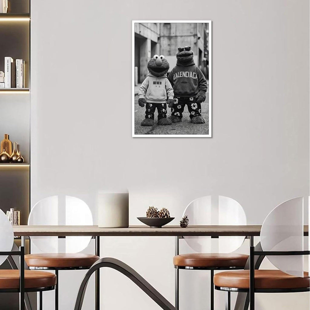 Funny Urban Street Style Poster Black And White Canvas Wall Art Vintage Abstract Urban Characters Inspired Artwork