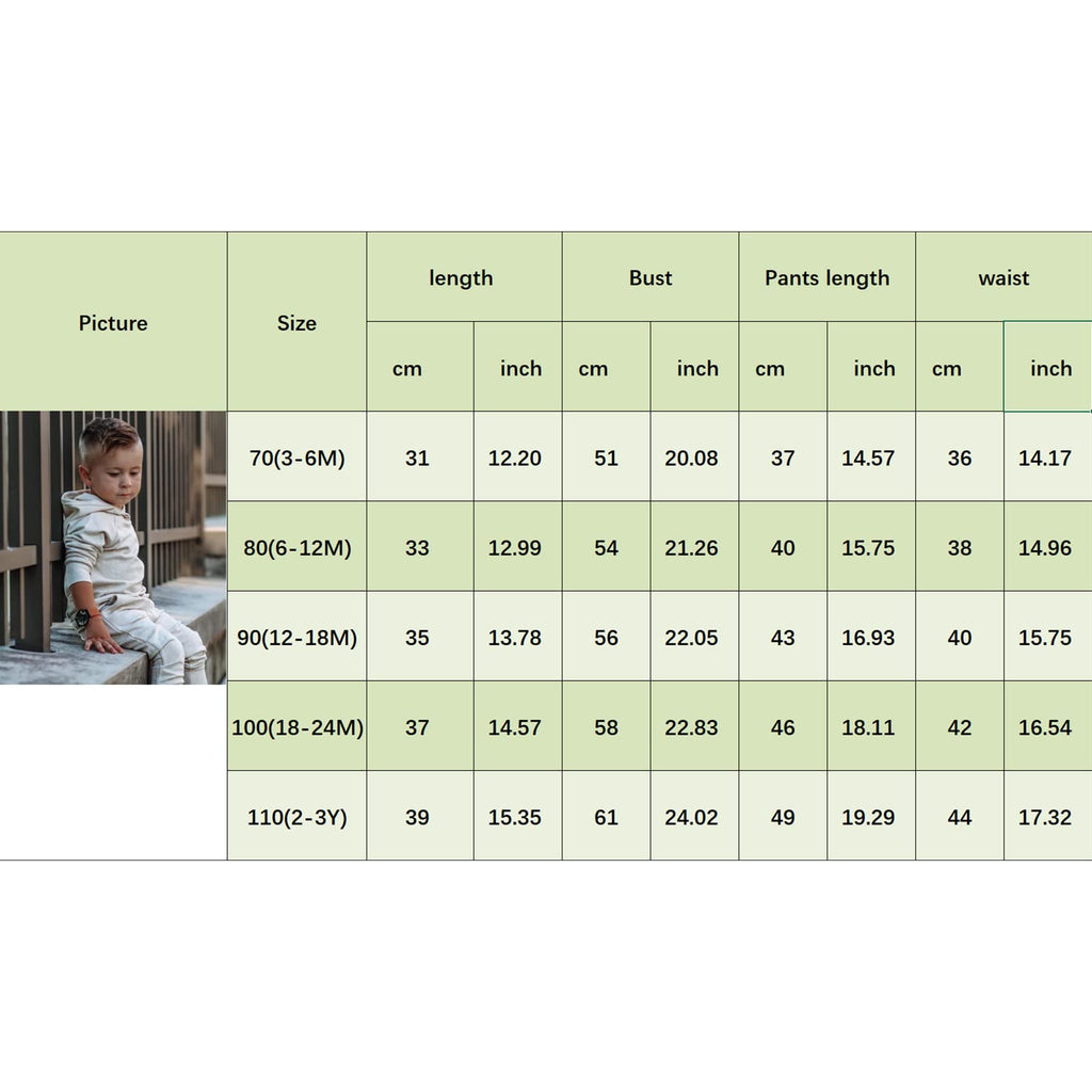 Baby Boy Sweatsuit Outfits Solid Color Hoodie Sweatshirt Sweatpants Toddler Infant Spring Fall Clothes Set (Khaki