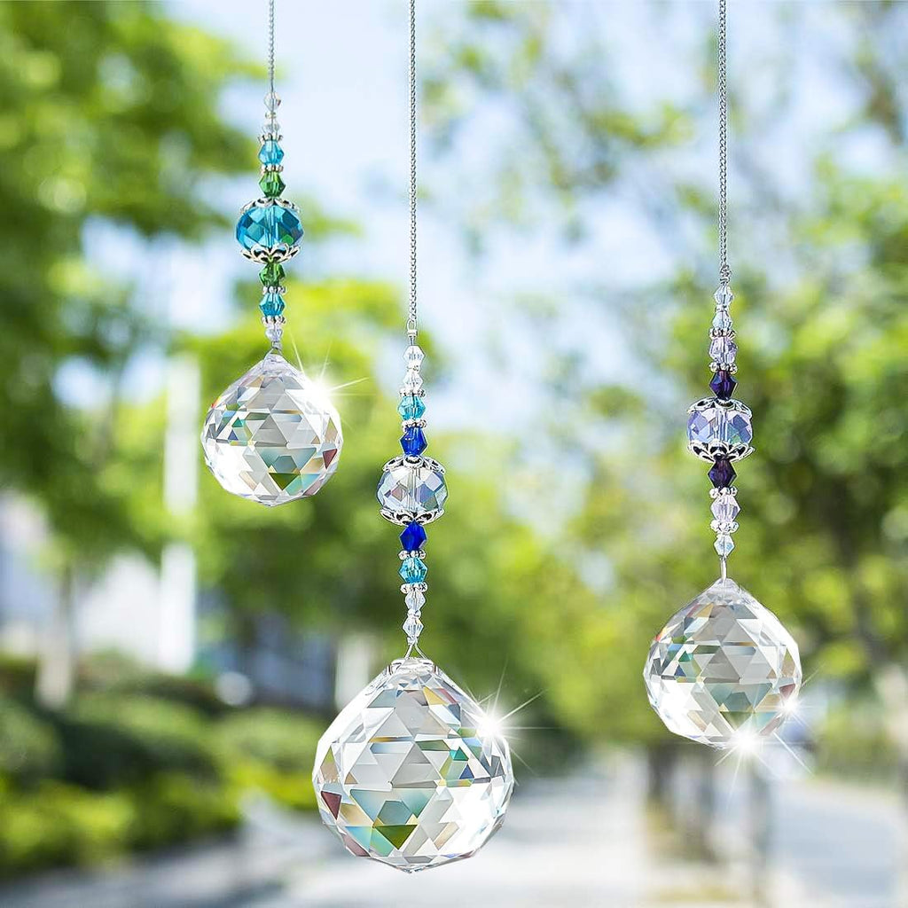 3 Pcs Clear Crystal Ball Prism Suncatcher Rainbow Maker Window Decor - Clear Crystal Ball Prism Suncatcher Rainbow