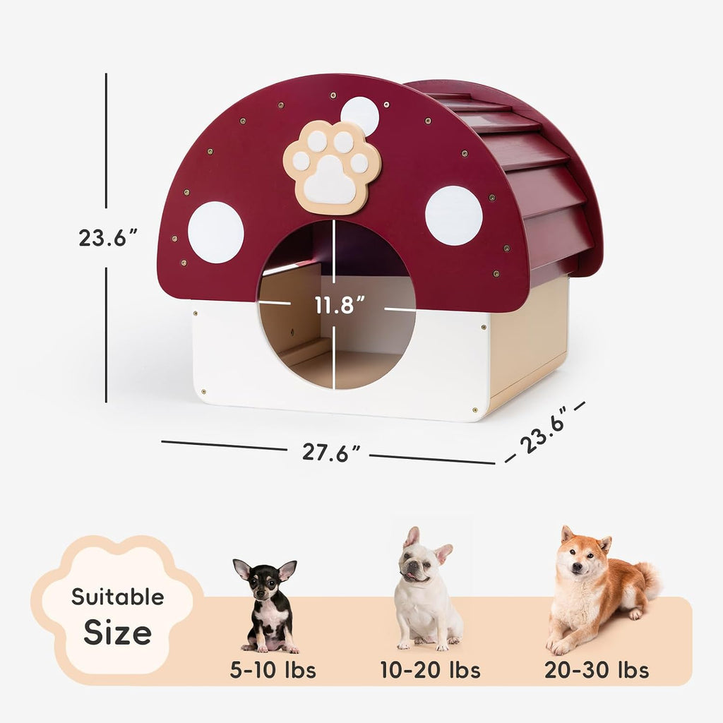 Solid Wood Dog House, Indoor Outdoor Waterproof Pet House