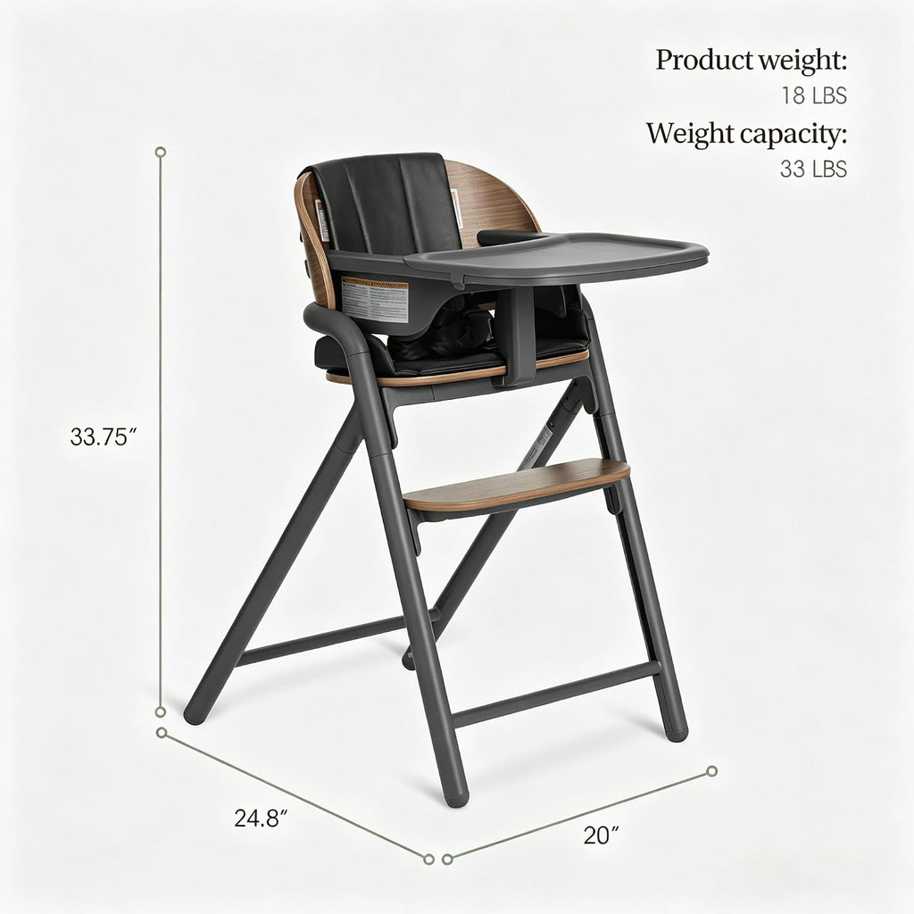 Step and Savor Convertible Wooden Baby High Chair-Walnut Gray | Beech Wood Seat, 5-Position Height Adjust, Double