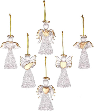 Christmas Angel Ornaments Set, Crystal Ornaments - Set of 12