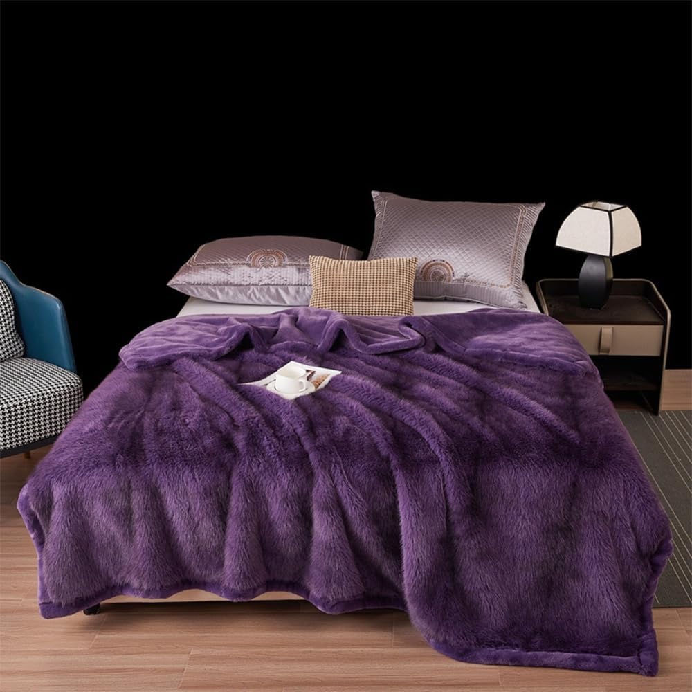 2 Ply Faux Fur Blanket,Heavy Blanket King Size,Heavy Korean Blankets79 X 91"- 11Lbs,Warm Winter Faux Mink