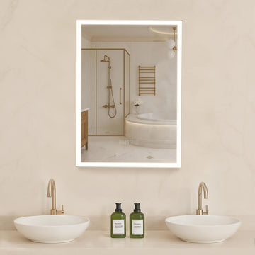 Lighted Medicine Cabinet with Mirror, 20 x 28 in Recessed or Wall Mount, 3 Color Dimmable LED Bathroom Medicine