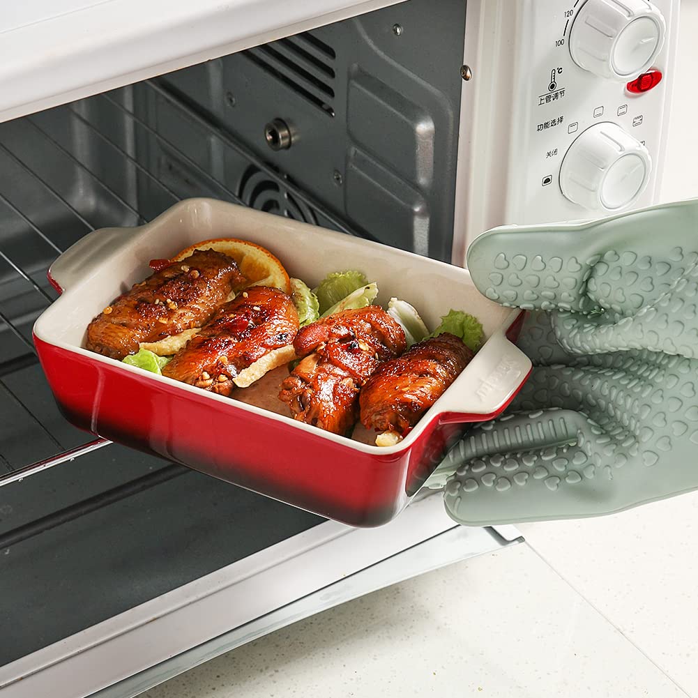 Ceramic Baking Dish, Rectangular Small Baking Pan with Double Handles, 20 Oz for Cooking, Brownie, Kitchen, 6.5 x 4.9