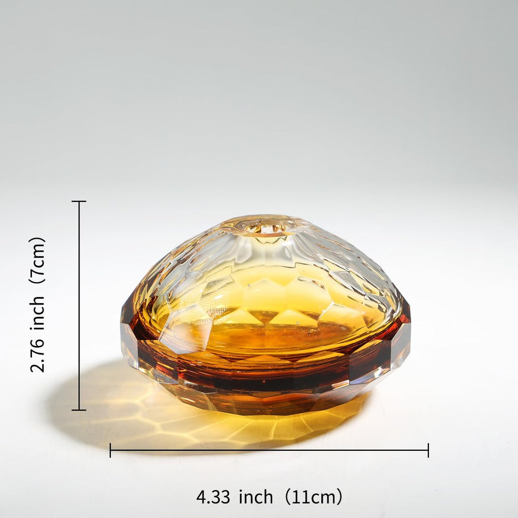 Hand Blown Glass vase - Elegant Bud vases for Console Table Decor, Muti-Faceted,Beautiful Blown Glass Decor &