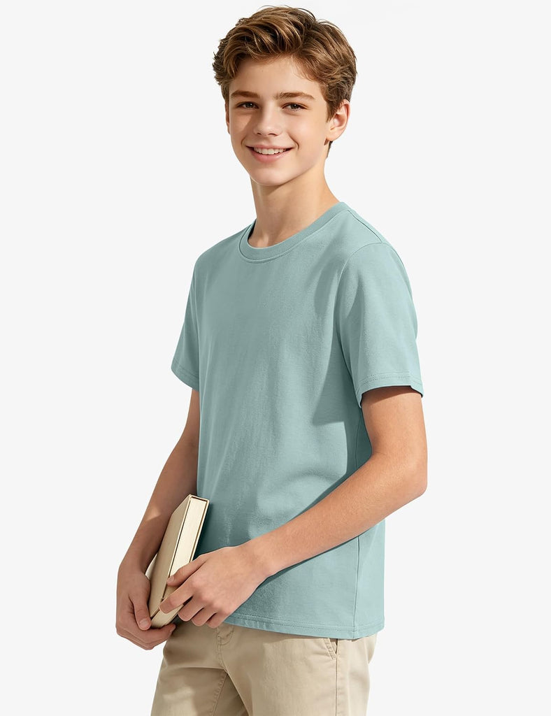 4 Pack Boys Shirts Short Sleeve Cotton T-Shirts Kids Plain Basic Top