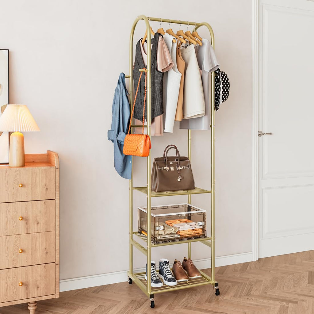 Clothes Rack Clothing Rack With Wheels and 3 Tier Shelves