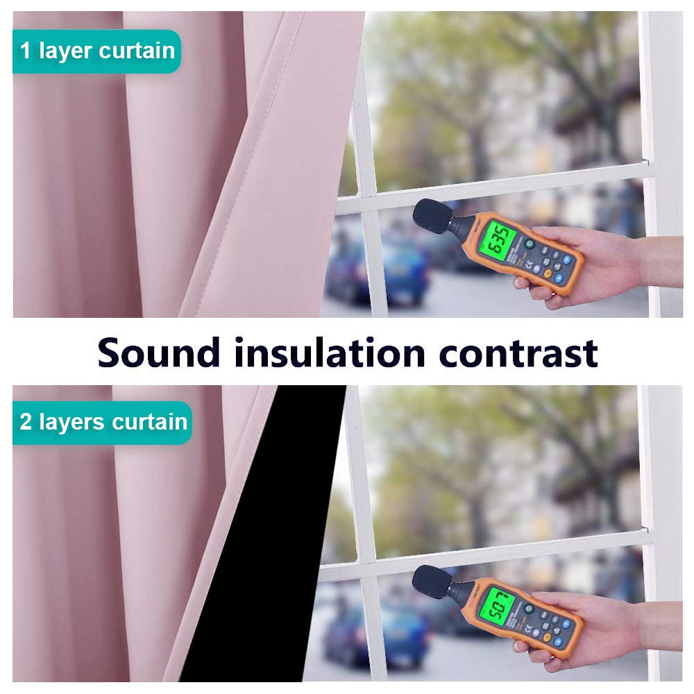 100% Blackout Room Warming Lined Curtains, Totally Darkness Drapes, Thermal Insulated Drapes for Daughters Nursery