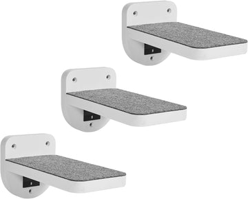 Set of 3 White Cat Wall Climbing Steps, Wall Mount Floating Shelves