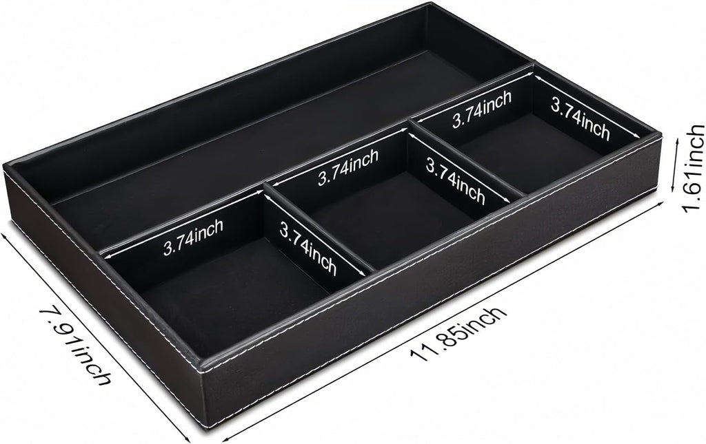 Faux Leather Valet Tray for Men, Brown